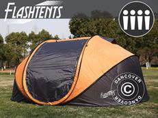 Flashtents® Camping tent 4 persons, Large, Orange/Dark Grey